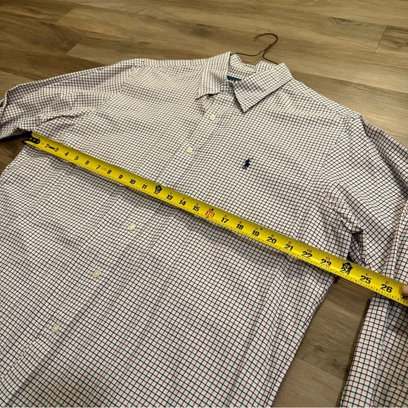 (SOLD) Ralph Lauren Men’s L Plaid Red Navy Button down Long sleeve - Picture 6 of 7